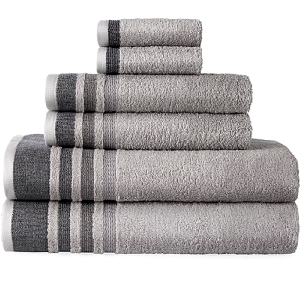 Rockerfeller Grey Stripe 6 Piece Bath Towel Collection